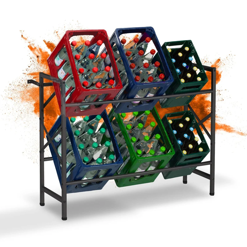 Étagère de rangement inclinée pour caisses à boissons 93 x 60 x 40 cm en acier noir 13_0017144