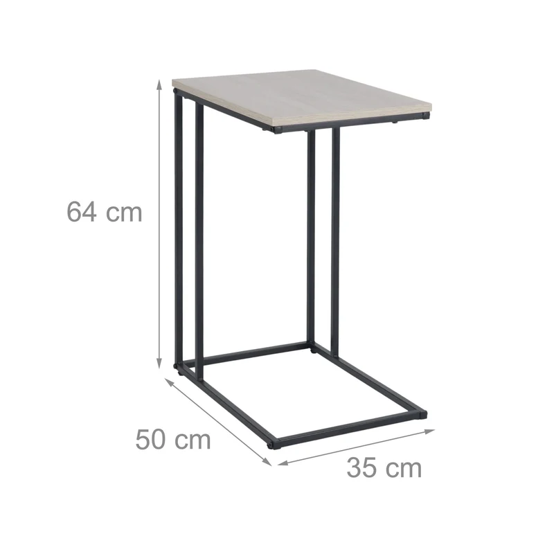 Table d'appoint forme en C rangement pratique salon chambre 60 x 40 x 40 cm en MDF marron 13_0017814
