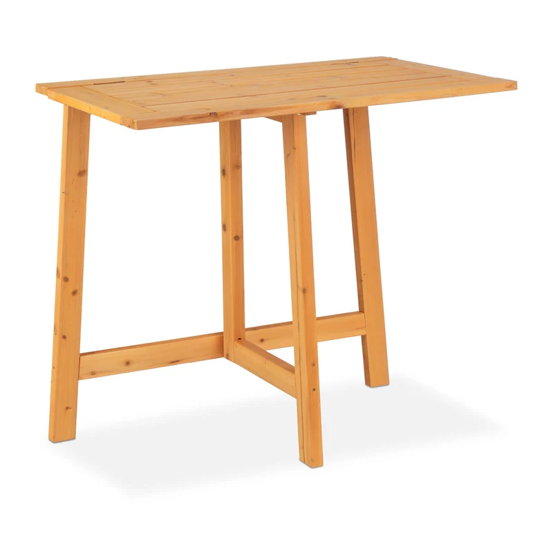 Table pliante rectangulaire jardin balcon terrasse 70 x 70 x 75 cm en bois naturel 13_0011618