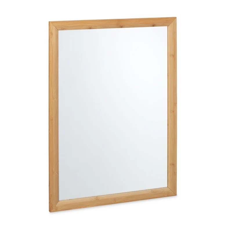 Miroir mural moderne à accrocher 80 x 60 cm design intemporel salle de bain dressing en bambou naturel 13_0013118