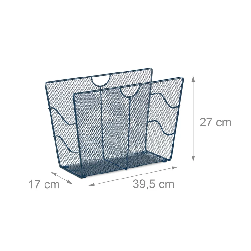 Porte-documents design maille ouvert rangement compact 30 x 30 x 30 cm en métal anthracite 13_0013569