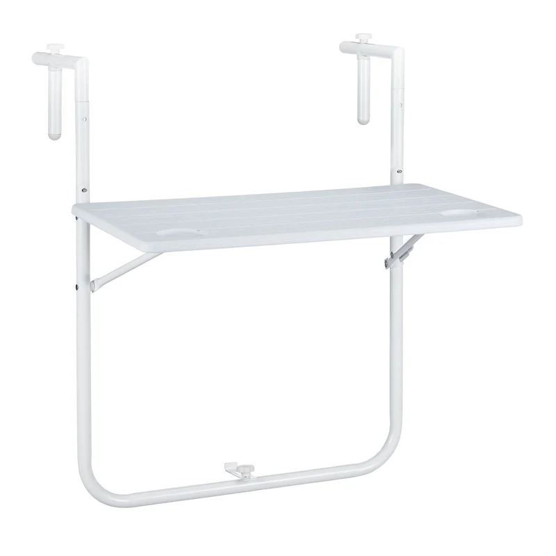 Table de balcon rabattable suspendue pratique 60 x 40 x 5 cm en plastique aspect bois blanc 13_0010539