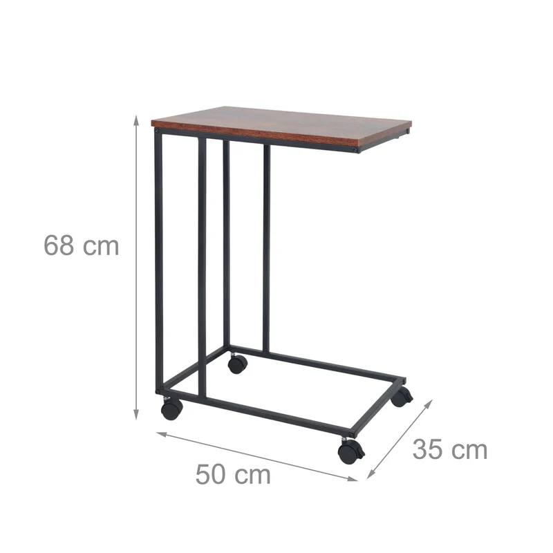 Table d'appoint C avec roulettes salon ou chambre rangement pratique 60 x 40 x 60 cm en bois noir 13_0017797