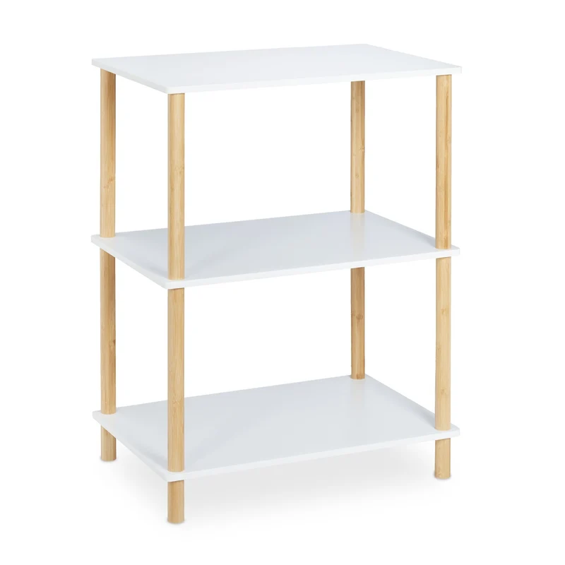 Étagère à 3 niveaux moderne multiusage rangement déco bureau 90 x 30 x 90 cm en bambou blanc 13_0011242