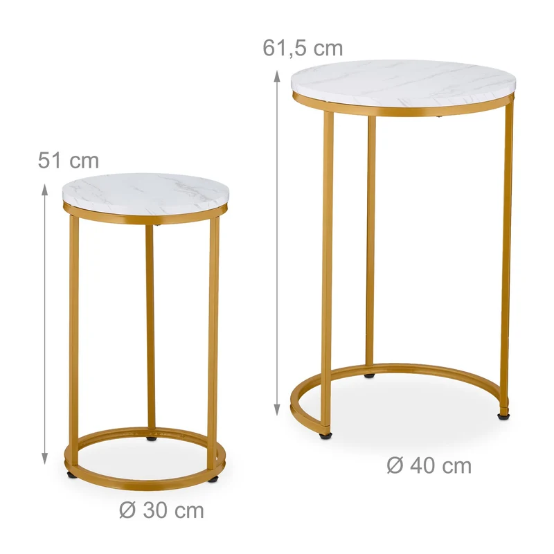 Lot de 2 tables d'appoint modernes 51 x 30 cm et 61,5 x 40 cm décoration cosy en MDF noir 13_0017070