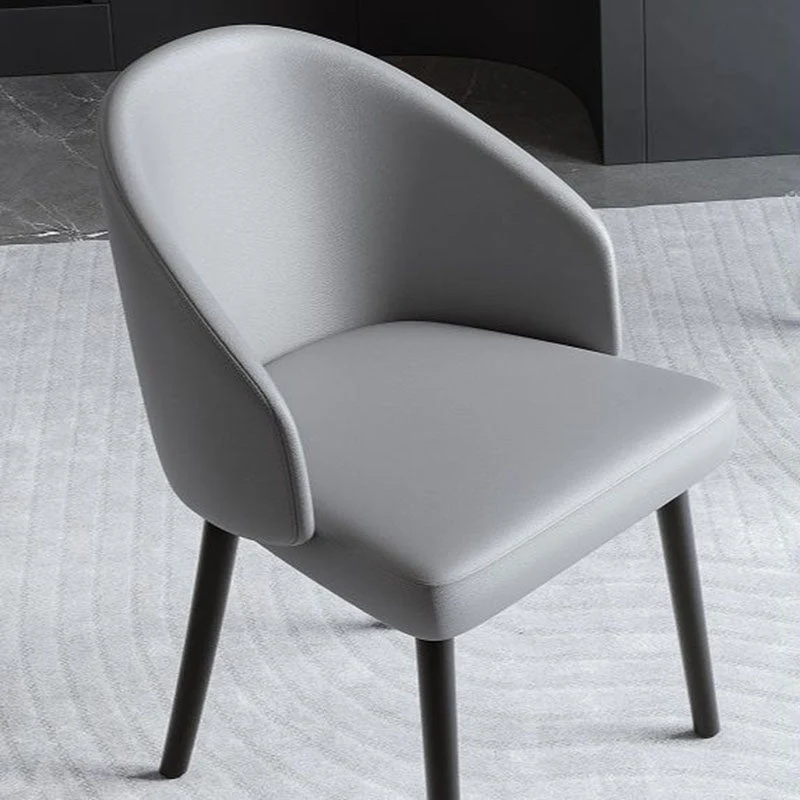 Contemporary Nordic Trapezoid Cushion PU Leather Ash Wood Dining Chair Backrest For Dining Room