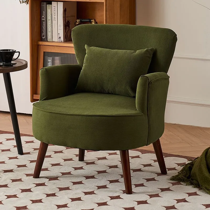 Modern Minimalist Square Trapezoidal Velvet Solid Wood Accent Chair Backrest Arm For Living Room