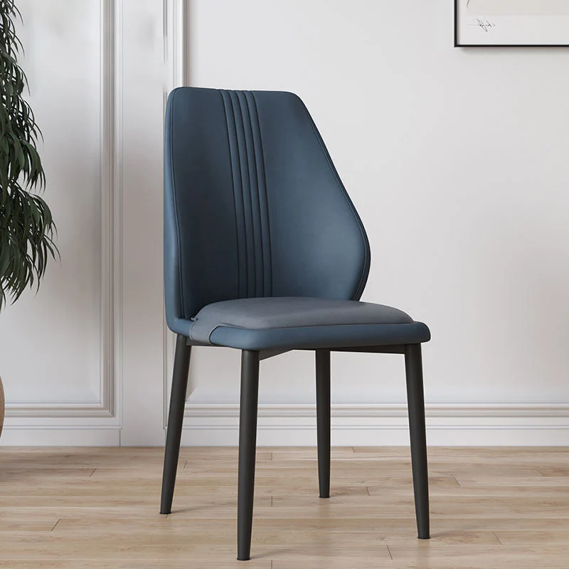 Contemporary Scandinavian Square Wear-Resistant Synthetic Fabric Steel Dining Chair Backrest Armless For Dining Room