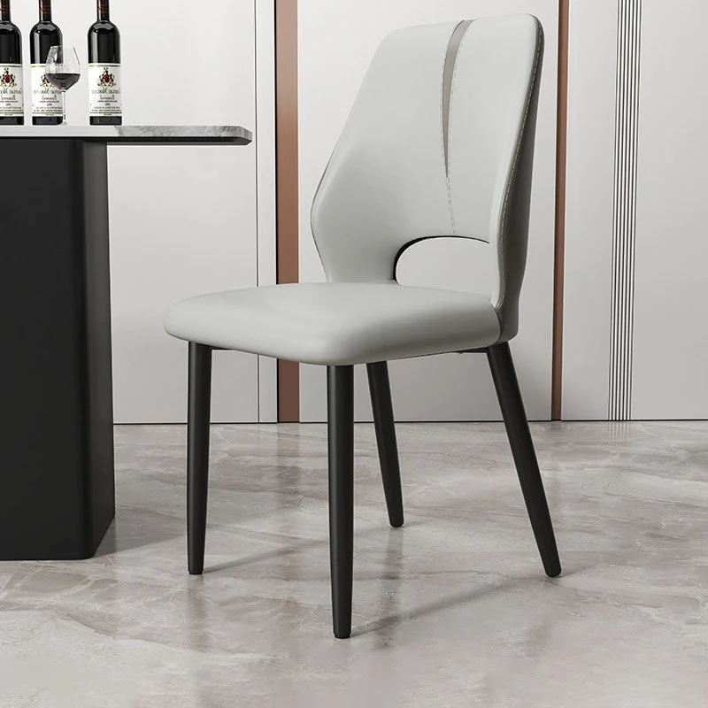 Modern Luxury Square Cushion Faux Leather Carbon Steel Dining Chair Backrest For Dining Room