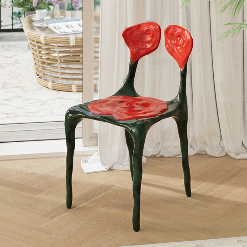 Modern Art Deco Rose Square FRP Composite Dining Chair Backrest Armless For Dining Room