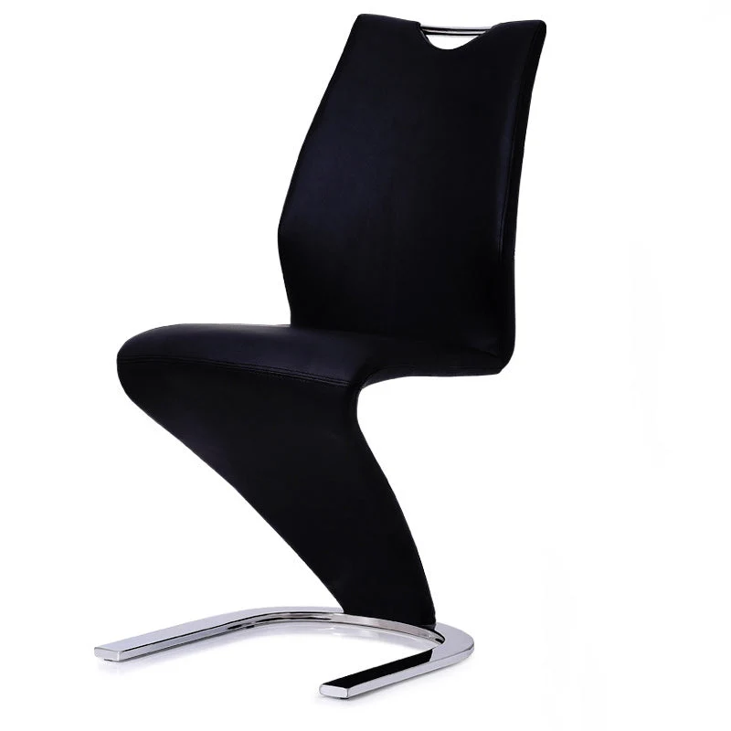 Modern Minimalist U-Shaped Chassis Rectangle PU Leather Titanium Gold Silver-Plated Dining Chair Backrest Armless For Dining Room