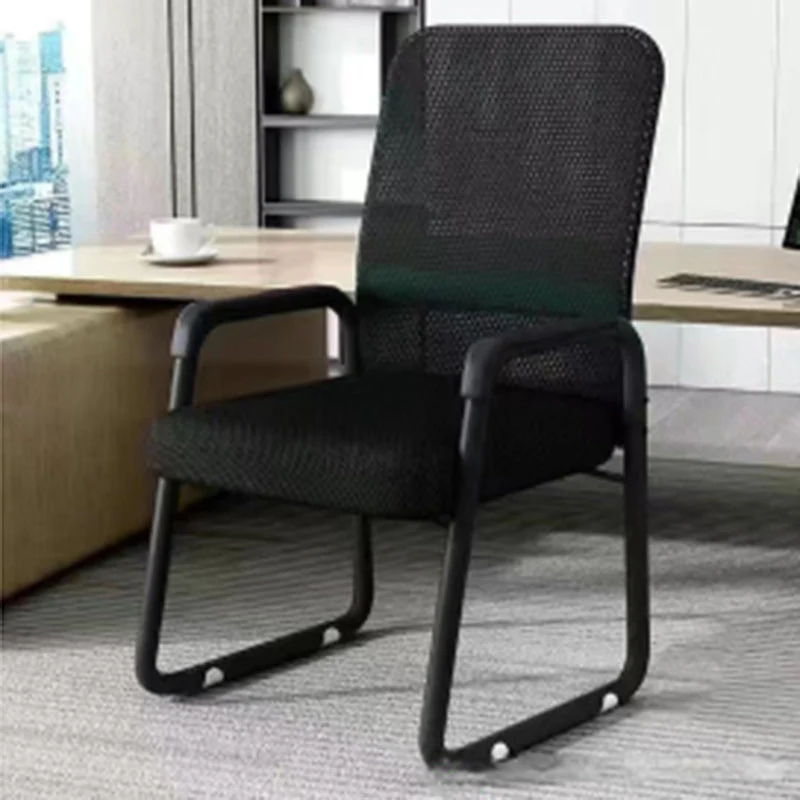 Modern Simplicity Mesh Fabric Cotton-linen Faux Leather Steel Square Desk Chair Backrest Armrest For Home Office