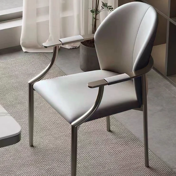 Modern Simplicity Faux Leather Iron Square Wraparound Dining Chair Backrest Armrest For Dining Room