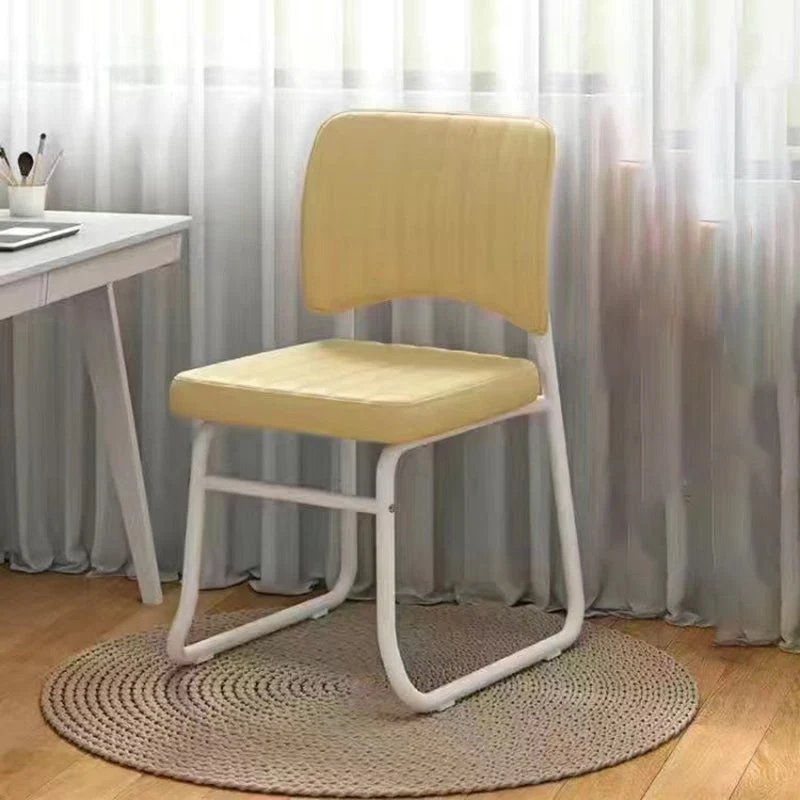 Modern Minimalist Square Faux Leather Steel Stackable Desk Chair Backrest For Home Office