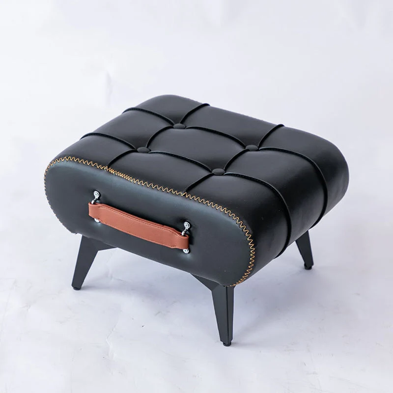 Modern Luxury Rectangular Square Faux Leather Alloy Low Stool For Living Room