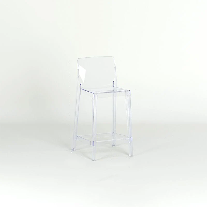 Contemporary Scandinavian PC Square Bar Stool Backrest Footrest For Kitchen