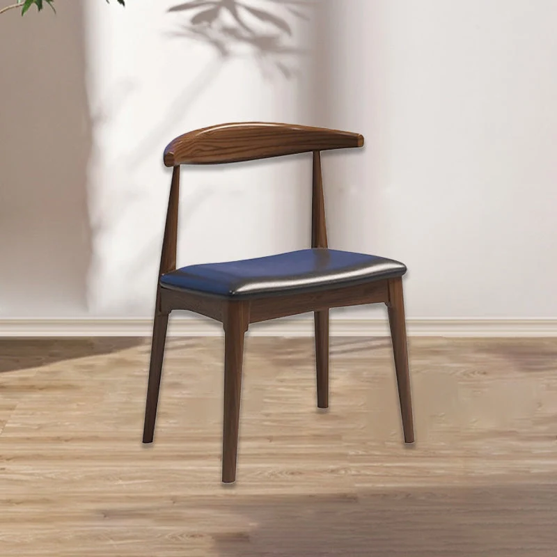 Modern Simplicity Rubberwood Cat Scratch Resistant Leather Sponge Square Arch Dining Chair Backrest Armrest For Dining Room