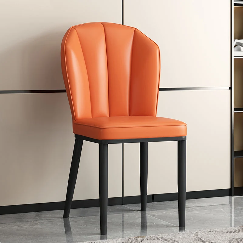 Modern Luxury Artificial Leather Iron Sponge Square Shell Dining Chair Backrest For Dining Room