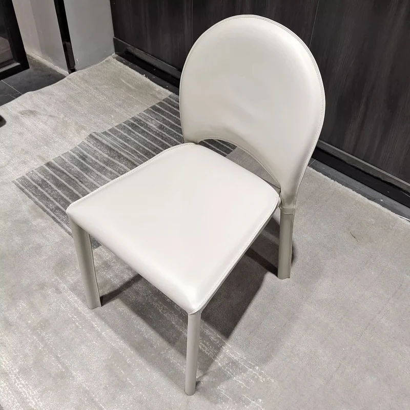 Modern Minimalist Saddle-Style Faux Leather Carbon Steel Sponge Square Elliptical Dining Chair Backrest For Dining Room