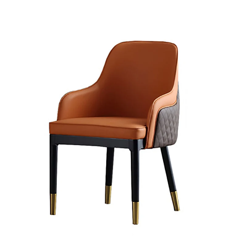 Contemporary Nordic Faux Nappa Leather Plywood Iron Sponge Square Dining Chair Backrest Armrest For Dining Room