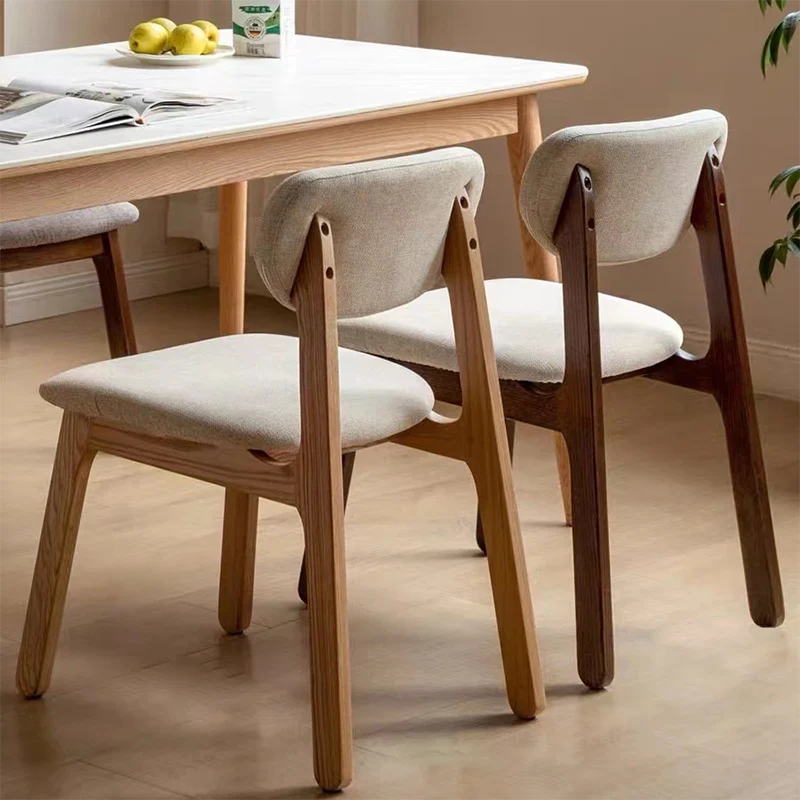 Modern Simplicity Fabric Red Oak Wood Sponge Square Dining Chair Backrest For Dining Room