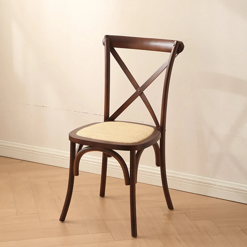 Traditional Rustic Weaving Plastic Rattan Rubberwood Sponge Round Rectangular Dining Chair Backrest For Dining Room