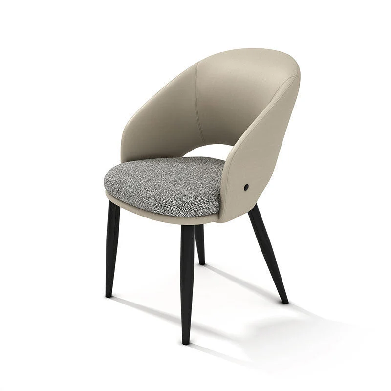 Modern Luxury Square Carbon Steel Faux Leather Foam Dining Chair Backrest For Dining Room