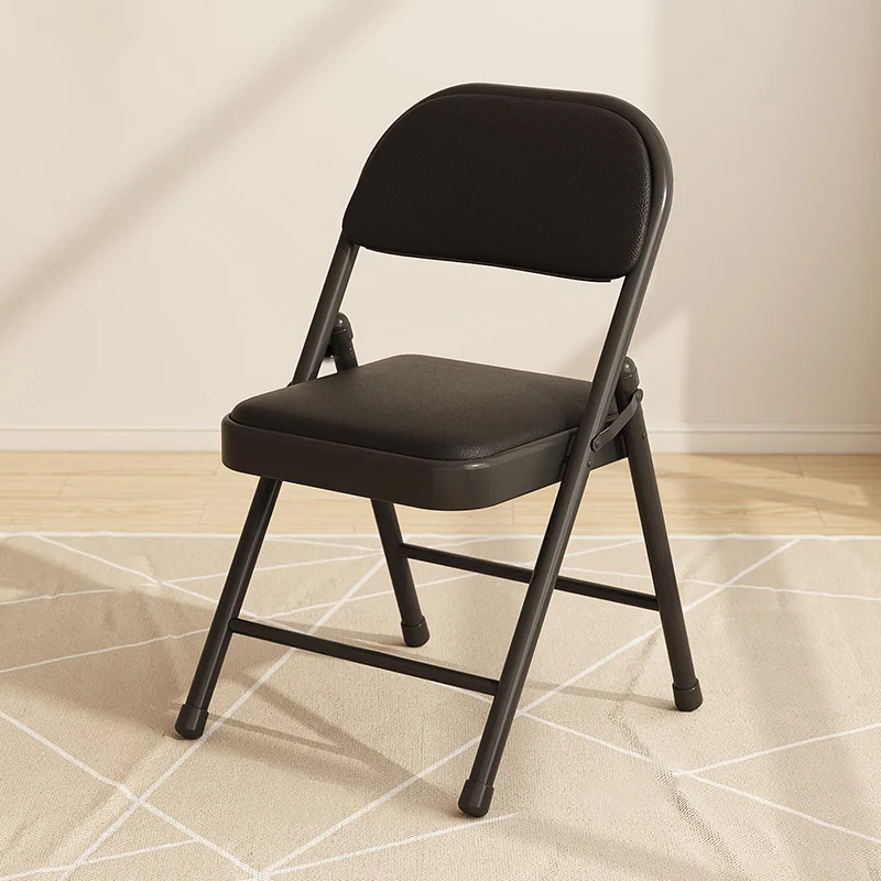Modern Simplicity Square Steel PU Leather Sponge Dining Chair Backrest Foldable For Dining Room