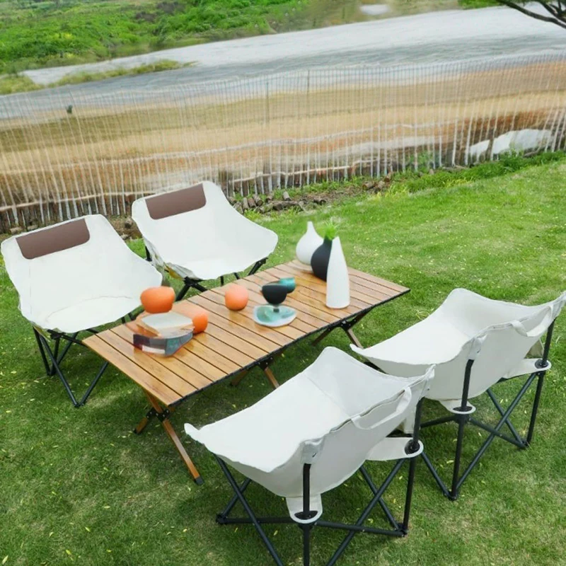 Modern Minimalist Portable Foldable Square Steel Oxford Fabric Chair Backrest For Outdoor