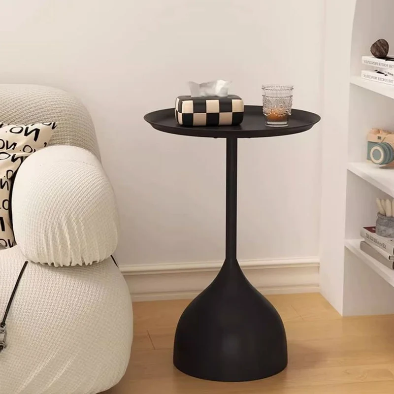 Traditional Vintage Wine Glass Round Plate Iron End Table 1-Tier For Living Room