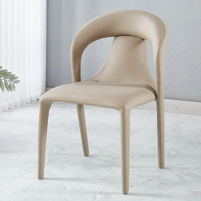 Modern Minimalist Square Upholstered Artificial Leather Carbon Steel Dining Chair Backrest For Dining Room