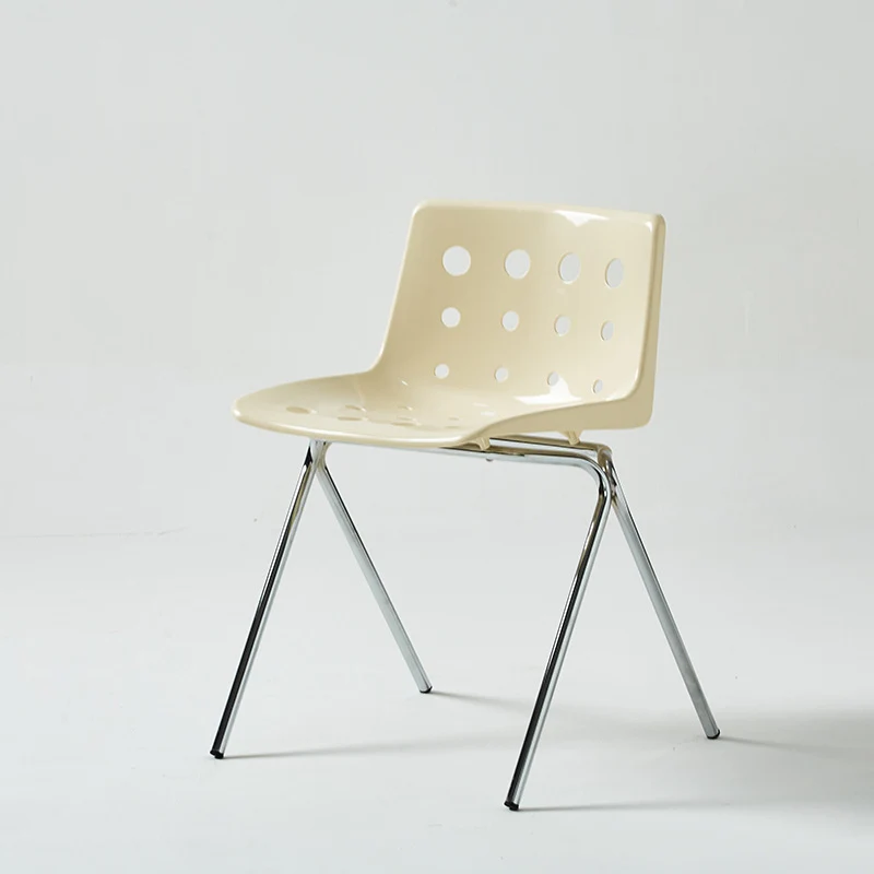Contemporary Creative Rectangle Cheese Shape Iron Frame PP Plastic Dining Chair Backrest For Dining Room