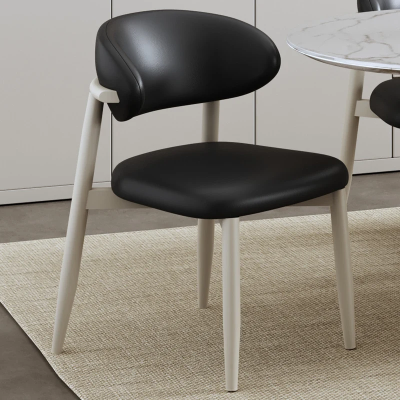 Contemporary Scandinavian Square Curved Microfiber Leather Metal Dining Chair Backrest For Dining Room