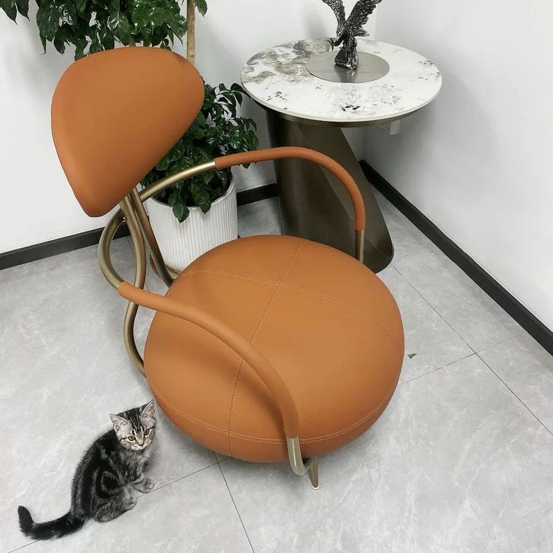 Contemporary Luxury Round Microfiber Leather Stainless Steel Chair Backrest Armless For Living Room