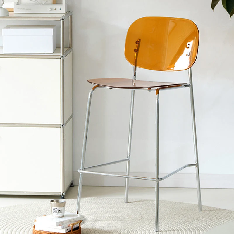 Modern Minimalist Square Steel Pipe PC Bar Stool Backrest For Dining Room