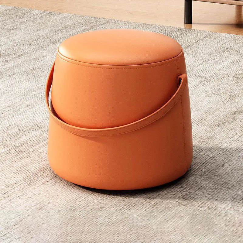 Modern Minimalist Round Column Cotton Linen Microfiber Leather Wood Chair Backless Armless For Living Room