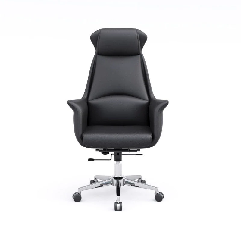 Modern Minimalist Rectangular High Back Faux Leather Plywood Steel Desk Chair For Home Office