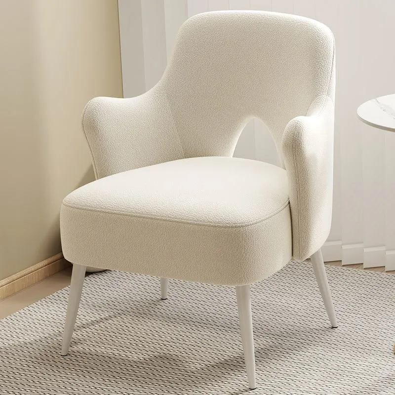 Modern Minimalist Curved Back Plywood Sponge Metal Accent Chair Backrest Armrest For Living Room