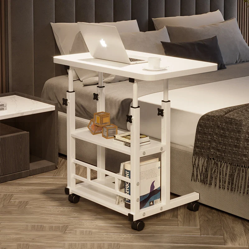 Modern Minimalist Rectangular MDF Iron End Table 3-Tier Height Adjustable For Study