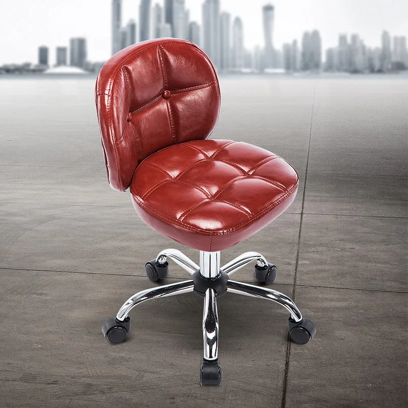 Contemporary Scandinavian Square Faux Oil-Wax Leather Steel Mini Desk Chair Backrest For Home Office