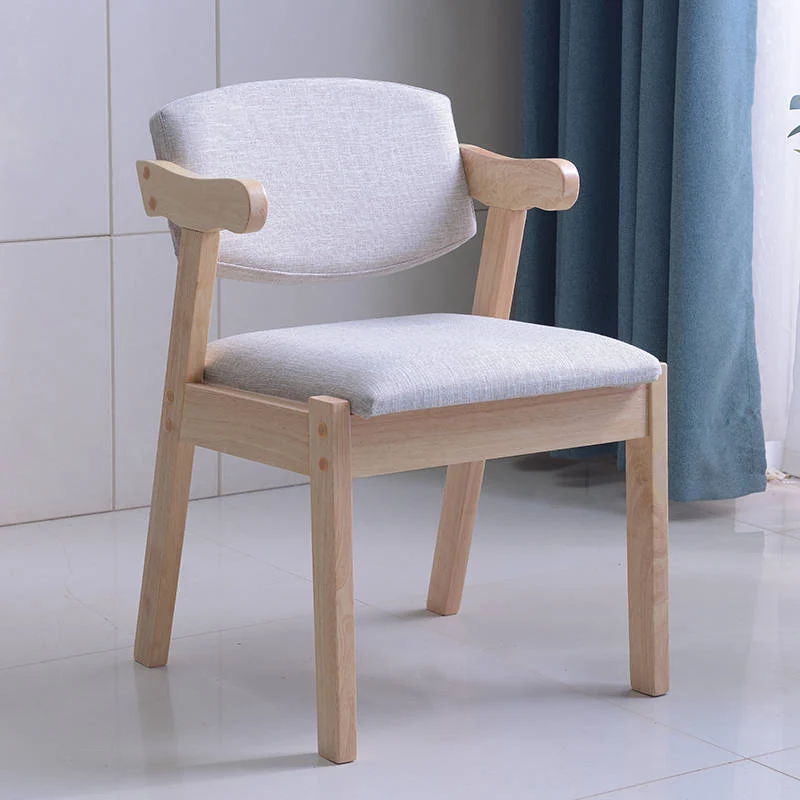 Modern Simplicity Rubber Wood Fabric Faux Leather Sponge Square Desk Chair Backrest Armrest For Study