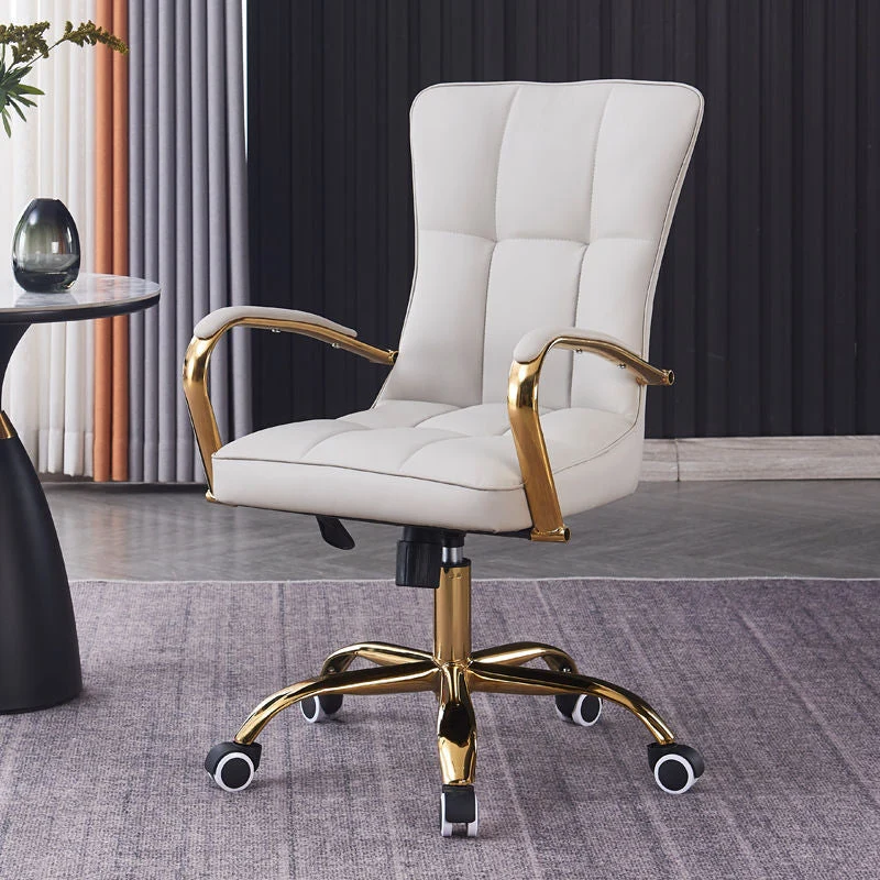 Modern Luxury Liftable Swivel Rectangular Square Faux Leather Carbon Steel Desk Chair Backrest Armrest For Home Office