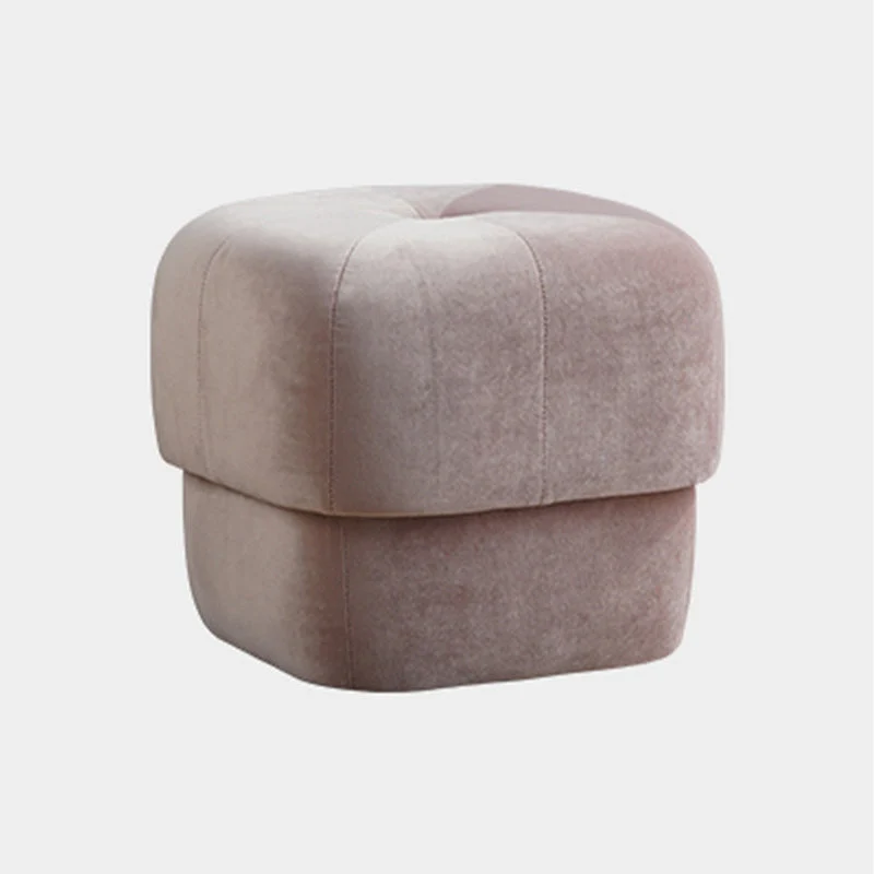 Modern Simplicity Round Square Velvet Rubberwood Sponge Footstool Armless For Living Room