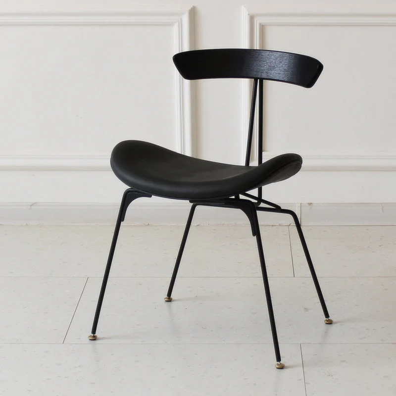 Contemporary Industrial Ant Arch Plywood Rebar PU Leather Fabric Sponge Dining Chair Backrest For Dining Room