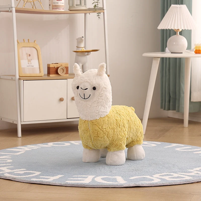 Contemporary Creative Alpaca Design Teddy Fleece Footstool Backrest For Living Room