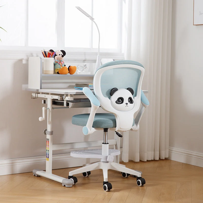 Contemporary Creative Kids Square Panda Mesh Fabric PP Hardware Desk Chair Backrest Armrest For Home Office