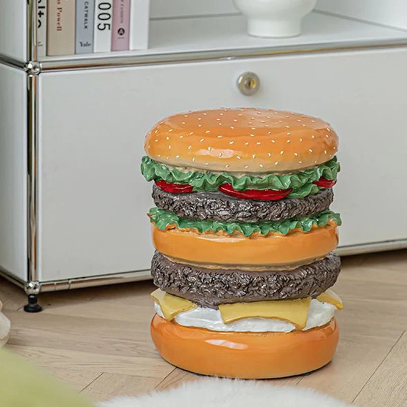 Contemporary Creative Hamburger Corn Resin Footstool Backless Armless For Living Room