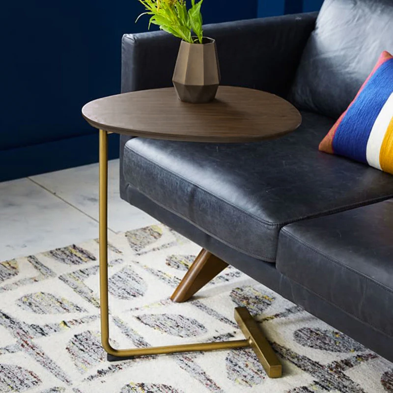 Contemporary Creative Oval MDF Iron End Table 1-Tier For Living Room