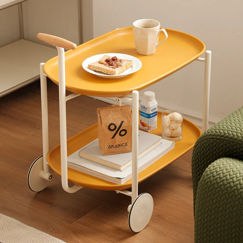 Contemporary Creative Removable Rectangular Oval ABS Beech handle Carbon Steel End Table 2-Tier For Living Room