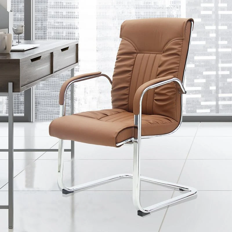 Modern Simplicity PU Leather Steel Sponge Bow Curved Desk Chair Backrest Armrest For Home Office